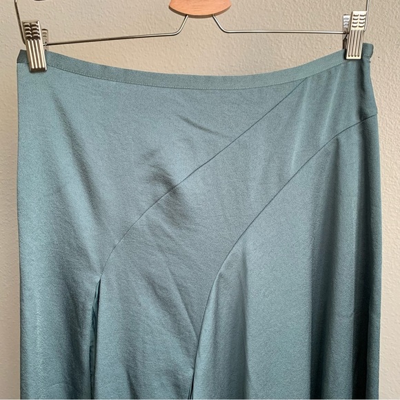 Vince Satin Midi Skirt 4 Pleated Mixed Media Asymmetrical - Picture 7 of 16